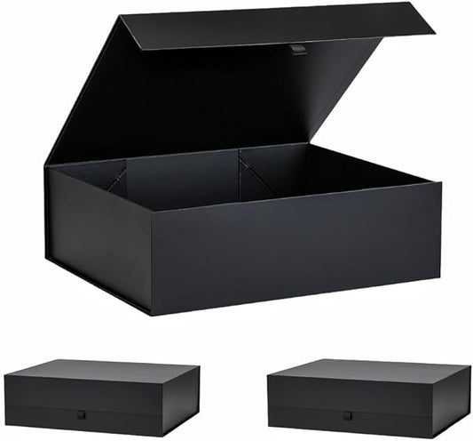 Extra Large Black Gift Box 3 Pack 19x16x6 Inches,Gift Boxs for Presents with Lid Magnetic Closure Collapsible,Groomsman Proposal Box,Birthday, Christmas,for Clothes and Large Gifts