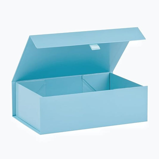 Blue Gift Box for Presents 10.8x7.5x3.5 Inches Magnetic Gift Boxes with Lid Luxury Gift Box for Rectangle Collapsible for Bridesmaid, Wedding, Birthday Gift Packging