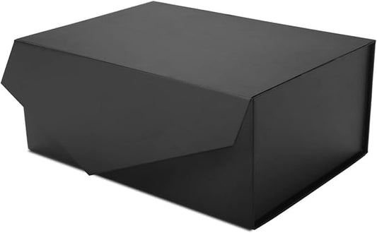 Black Gift Box with Lid for Present, Magnetic Closure Rectangle Collapsible Gift Box, Groomsman Proposal Box, Wedding, Birthday Gift Packaging (9x6.5x3.8 Inches)
