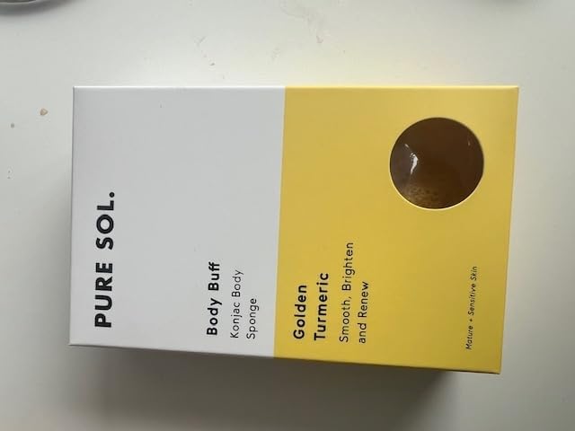 Pure SOL. Konjac Exfoliating Bath Sponge - Turmeric Exfoliating Sponge – Konjac Sponge for Brightening - Deep Cleansing, Clean Pores, Remove Impurities - 100% Natural and Good for All Skin Types