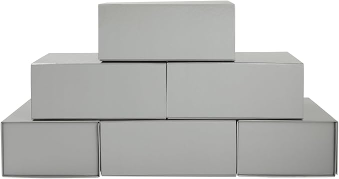 Stockroom Plus 6 Pack Magnetic Gift Boxes with Lids, 9.5 x 7 x 4 Inches for Birthday, Wedding, Groomsman and Bridesmaid Proposal Box (Gray) - Groomsmen Proposal Gift Box