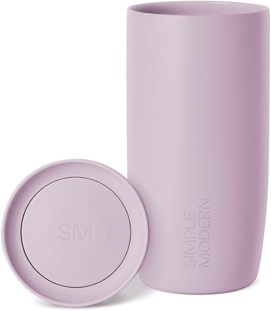 Simple Modern Travel Coffee Mug Tumbler with 360° Lid | Ceramic-Lined Insulated Stainless Steel Cold Brew Iced Coffee Cup | Gifts for Women Men Her Him | Voyager Signature | 16oz | Lavender Mist