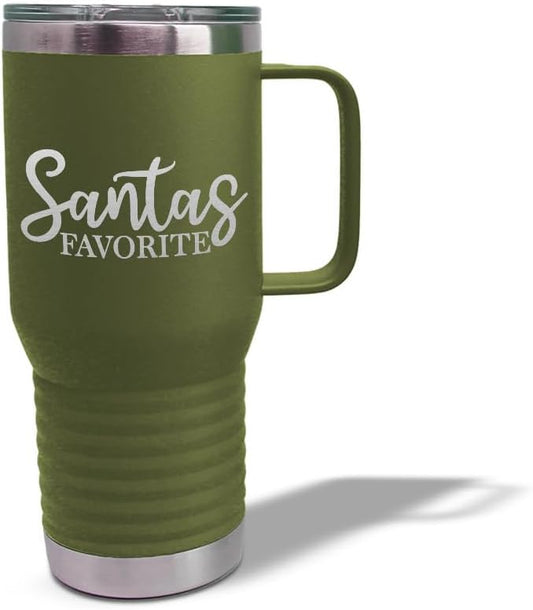 Speedy Pros Tumbler Cups with Straw Santa's Favorite Christmas Xmas Coffee Tumbler with Lid Personalized Insulated Travel Mugs Engraved Stainless-Steel 20 Oz Forest Green Design Only