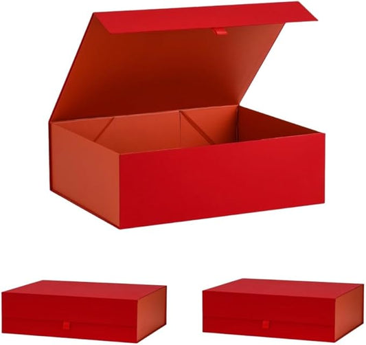 Extra Large Red Gift Box 3 Pack 16.5x14x5.5 Inches,Gift Boxs for Presents with Lid Magnetic Closure Collapsible,Bridesmaid Proposal Box,Birthday, Christmas,for Clothes and Large Gifts