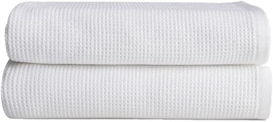 Cozy Earth Waffle Bath Towels - 60% Cotton 40% Viscose from Bamboo Bath Towels 30 x 58 Inches - Soft & Absorbent Terry, Reversible Mini Textured Waffle & Weave Pattern - 2 Pack