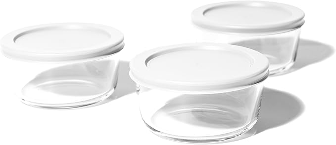 DURA LIVING 6-Piece Glass Food Storage Containers Set (3 Containers + 3 BPA-Free Lids) | 2-Cup, Leakproof | Microwave, Freezer, Oven & Dishwasher Safe | Ideal for Meal Prep & Pantry Organization