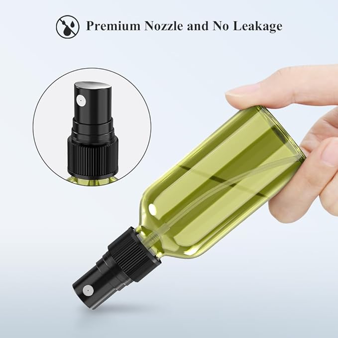 Wedama Spray Bottle, 2 oz Fine Mist Glass Spray Bottles, Little Refillable Liquid Containers for Watering Flowers Cleaning (16 Pack Olive Green)