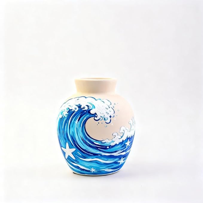 Plain Beige Ceramic Vase for DIY Painting - Customizable Handmade Pottery, Blank Canvas for Flower Arrangements, Home Decor, Wedding & Office Decoration (5L x 5W x 6H)