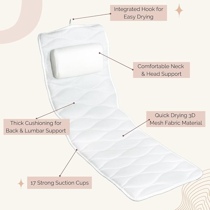 Our Full Body Bath Pillow - Ideal Bathtub Accessory for Relaxing Bath Gifts for Women
