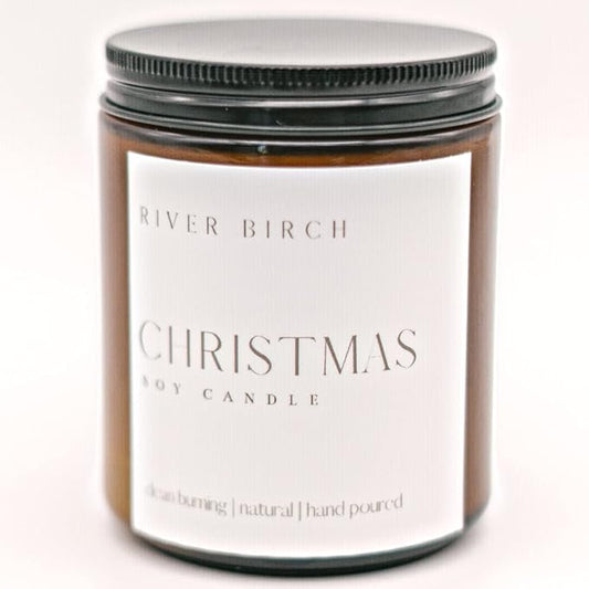 River Birch Candles Christmas Scented Candle | Premium, All-Natural, Non-Toxic, Soy Amber Jar Candles | 8.5oz 40 Hr Burn Time | Cozy Relaxing Gifts for Home