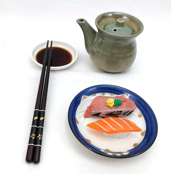 JapanBargain 4507, Bamboo Chopsticks Reusable Japanese Chinese Korean Wood Chop Sticks Hair Sticks 5 Pair Gift Boxed Set Dishwasher Safe, 9 inch (Gold-CherryBlossom)