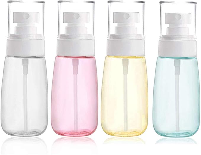 Refillable Cosmetic Spray Bottles for Fine Mist Plastic Empty Clear Refillable Travel Container Essences Rose Water Mister (2 Ounce,60ML)