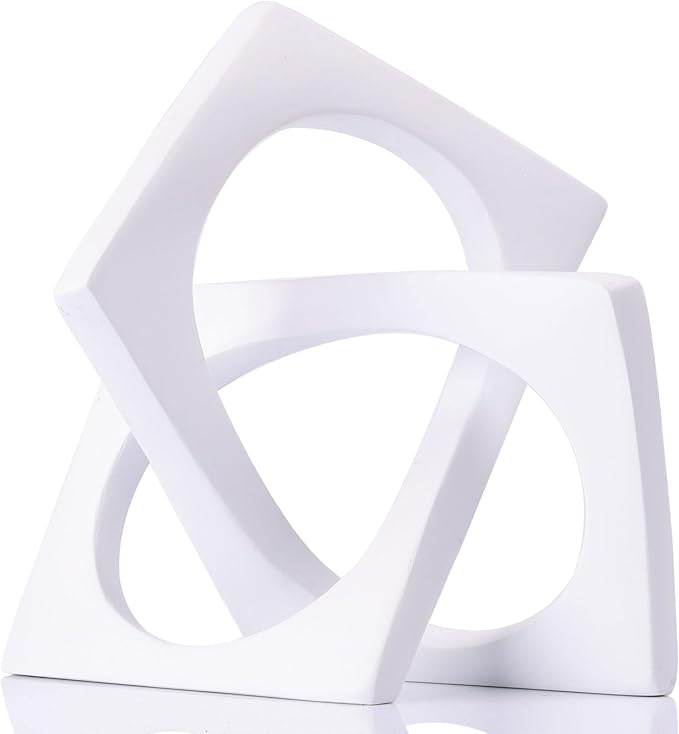 XMGZQ White Knot Statue for Coffee Table Centerpiece Decor,Modern Abstract Art Geometric Sculpture and Figurines, Home Decor Accent,Cube Knick Knacks for Shelves,Bookshelf,Entryway,Floating