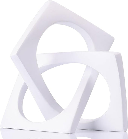 XMGZQ White Knot Statue for Coffee Table Centerpiece Decor,Modern Abstract Art Geometric Sculpture and Figurines, Home Decor Accent,Cube Knick Knacks for Shelves,Bookshelf,Entryway,Floating