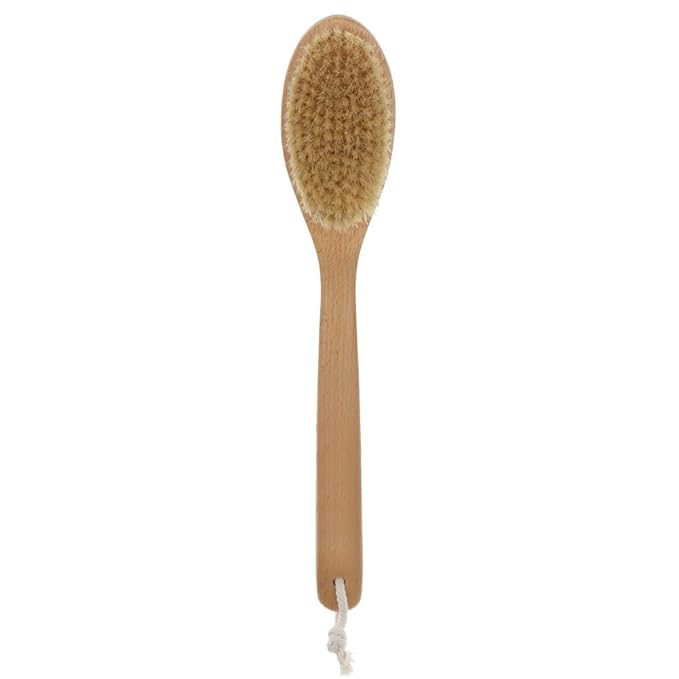 Bath Body Brush Long Handle Wooden Shower Brush with Natural Bristles