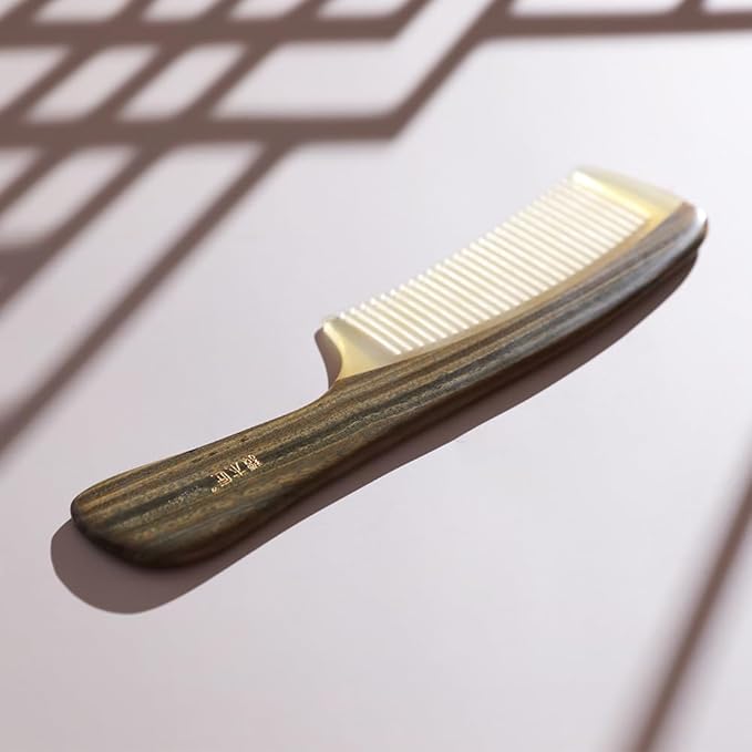 TAN MUJIANG Hair Comb Natural Wood and Horn Anti-static YTBJ2-3 1pc