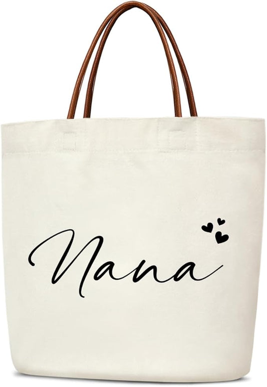 Canvas Tote Bag for Women, Birthday Gifts, Aesthetic Reusable Grocery Shopping Bags With Leather Handles