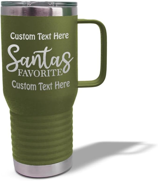 Custom Tumbler Cups with Straw Santa's Favorite Christmas Xmas Coffee Tumbler with Lid Personalized Insulated Travel Mugs Engraved Stainless-Steel 20 Oz Forest Green Personalized Text Here