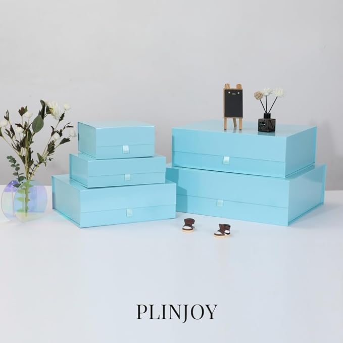 Blue Gift Box 8x8x4 Inches Small Gift Boxes for Presents with Magnetic Closure Lid Luxury Collapsible Gift Box Bridesmaid, Wedding, Birthday Boxs for Gift Packaging