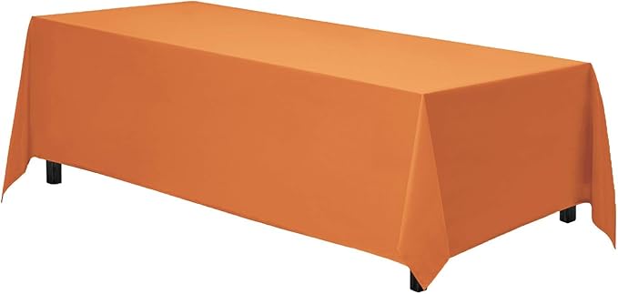 Gee Di Moda Rectangle Tablecloth - 70 x 120 Inch Orange - Heavy Duty, Wrinkle Resistant, Machine Washable - Ideal for 6 or 8 Foot Rectangular Table, Buffet, Dinner, Wedding & Baby Shower