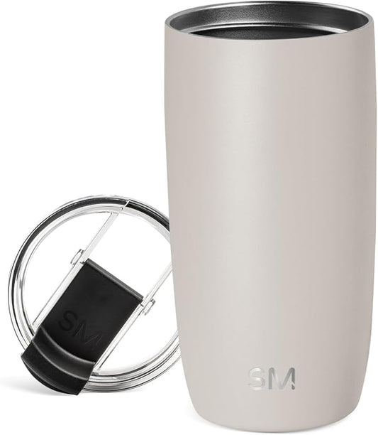 Simple Modern Travel Coffee Mug Tumbler with Flip Lid | Reusable Insulated Stainless Steel Cold Brew Iced Coffee Cup Thermos | Gifts for Women Men Him Her | Voyager Collection | 16oz | Almond Birch