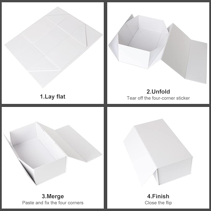White Gift Box 12" x 6" x 4" with Magnetic Closure Lid Gifts Boxe for Presents,Bridesmaid Gifts Boxes,Cute Box,Birthday Gift Boxe,Luxury for Gifts Packaging, Magnetic Gift Boxes for Wrapping Gifts (White)