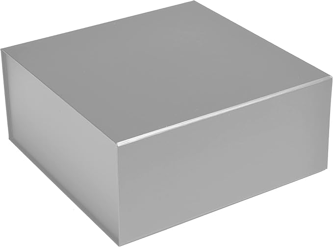 CECOBOX - Gift Boxes with Lids for Presents 6"x6"x2.75" - Matte, Collapsible Magnetic Closure Gift Box - Groomsmen & Bridesmaid Proposal Boxes, Wedding, PR, Birthdays, Holidays (Silver)