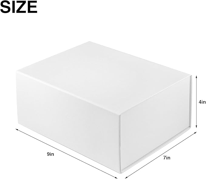 MOYEUPAC White Gift Box,9" X 7" X 4" with Lids for Presents Magnetic Closure Gift Packaging for Christmas, Halloween, Birthday and Various Holidays (White)