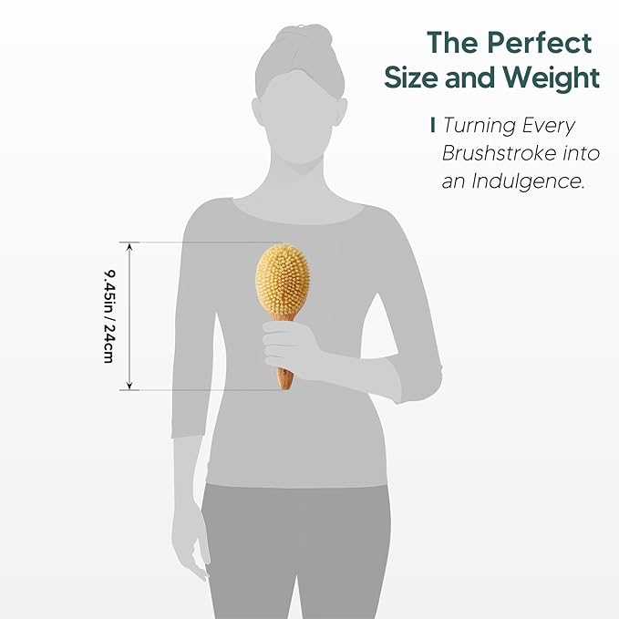 Heritage Oak Boar Bristle Hair Brush | 100% First-Cut Natural Bristles for Shine & Smoothing | Soft Scalp Massage | Luxury Grooming for Fine, Short Hair & Men's Styling (Finishing Tool)