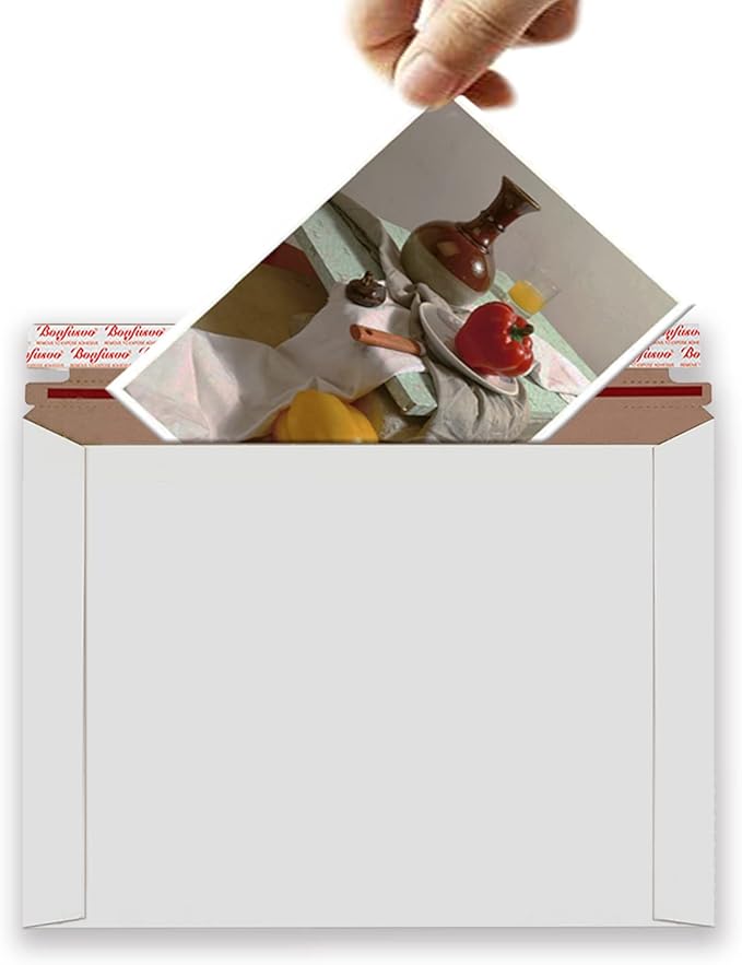 Rigid Mailers 30 Pack 9.5 x 12.5 inches White Self Seal Stay Flat Bulk Cardboard Kraft No Bend Mailers Peel and Seal for Document Photos Pictures Papers Files CD