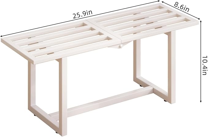 2 Pack Metal Plant Stand Indoor, Outdoor Iron Plant Shelf, Heavy Duty Slatted Display Shelf for Patio Balcony Garden Living Room Load Bearing 330 LB 26" L x 10.4" H x 8.6" W 1 Tier White