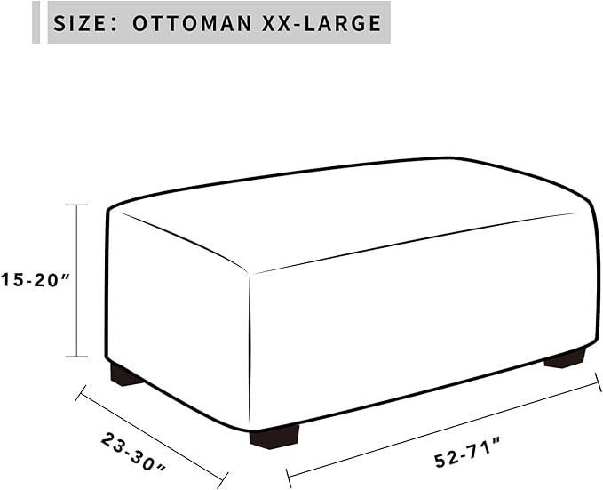 Easy-Going Stretch Ottoman Cover Folding Storage Stool Furniture Protector Soft Rectangle Slipcover with Elastic Bottom (Ottoman XX-Large, Tan)