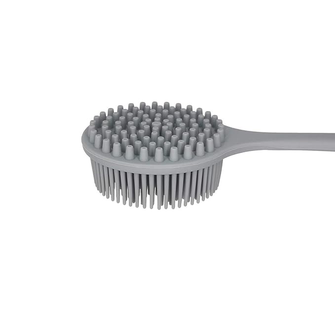 DNC Silicone Back Scrubber for Shower Bath Body Brush with Long Handle (Gray)