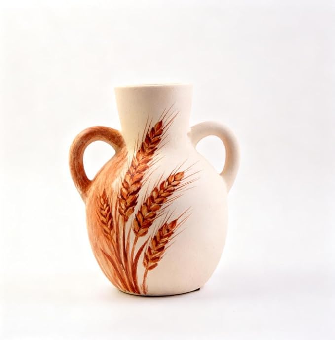 Plain Beige Ceramic Vase for DIY Painting - Customizable Handmade Pottery, Blank Canvas for Flower Arrangements, Home Decor, Wedding & Office Decoration (6.5L x 5.12W x 7.28H)