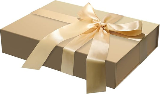 MOZRRO Gift Box 11.5 x 8.2 x 2.3 In Gift Boxes for Presents Magnetic Closure, Gift Boxes with Lids for Presents Birthday Luxury Jewelry T-shirts Gloves Scarves Books Clothes Gift Wrap - Gold