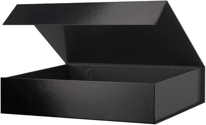 Gift Box Black, 11x7.8x2.3 Inches with Magnetic Closure, Shirt Gift Box with Lid