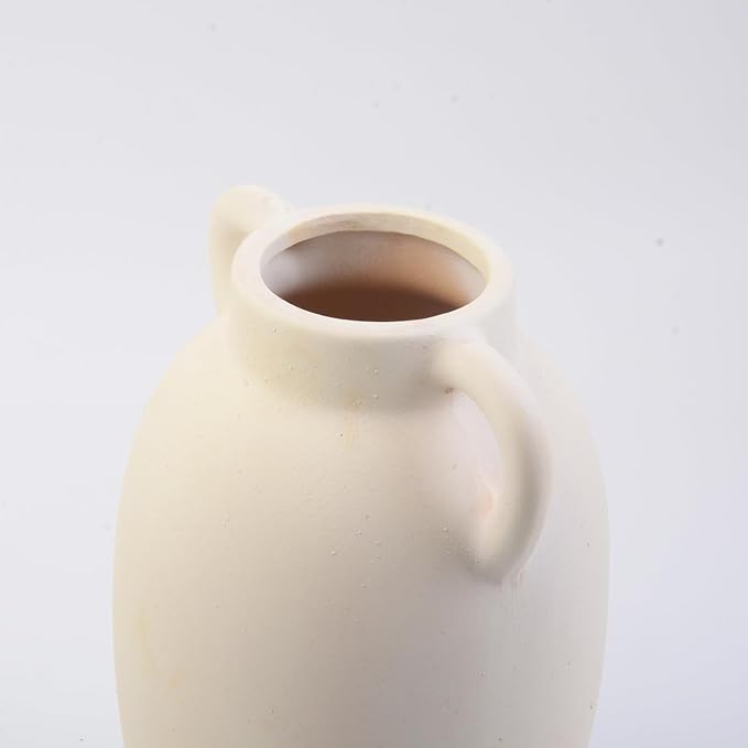 Plain Beige Ceramic Vase for DIY Painting - Customizable Handmade Pottery, Blank Canvas for Flower Arrangements, Home Decor, Wedding & Office Decoration (6.61L x 5.91W x 9.84H)
