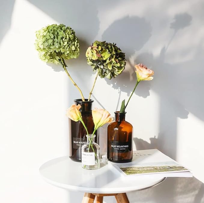 Amber Glass Bud Vase, 1pc Empty Vintage Floral Vase, Decorative Glass Bottle, Brown Apothecary Jar, Home Decor, Wedding Table Decor (1000ml/34oz)