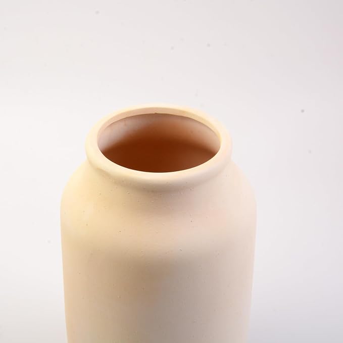 Plain Beige Ceramic Vase for DIY Painting - Customizable Handmade Pottery, Blank Canvas for Flower Arrangements, Home Decor, Wedding & Office Decoration (5.71L x 5.71W x 9.25H)