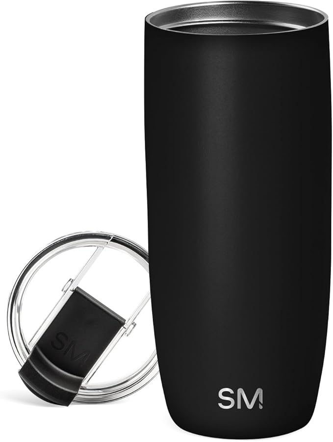 Simple Modern Travel Coffee Mug Tumbler with Flip Lid | Reusable Insulated Stainless Steel Cold Brew Iced Coffee Cup Thermos | Gifts for Women Men Him Her | Voyager Collection | 20oz | Midnight Black