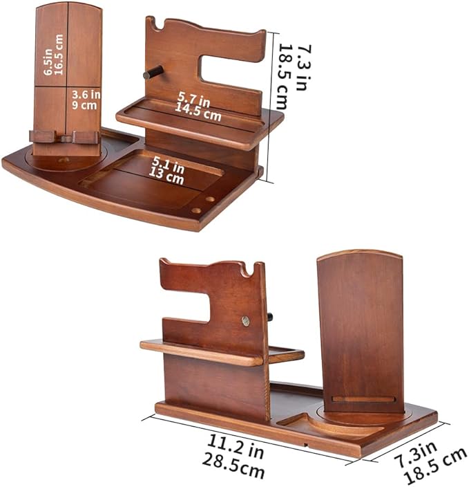 Gifts for Men, Fathers Day Wood Phone Docking Station for Dad, Desk or Nightstand Organizer, Mens Gifts for Husband, Birthday Gifts for Men,Gifts for Fathers Day, Key Holder Wallet, Watch & Essentials