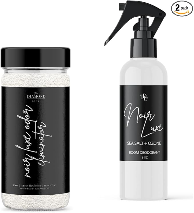Home "Noir Luxe" Sea Salt & Ozone, Carpet Powde For Vacuumingr, Mattress & Upholstery Freshener With Room Spray, Air/Fabric/Linen Odor Eliminator For Homes With Kids & Pets Bundle