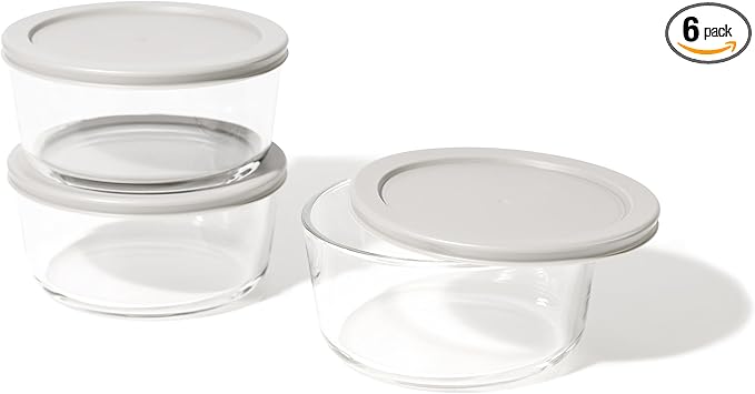 DURA LIVING 6-Piece Glass Food Storage Containers Set (3 Containers + 3 BPA-Free Lids) | 4-Cup, Leakproof | Microwave, Freezer, Oven & Dishwasher Safe | Ideal for Meal Prep & Pantry Organization