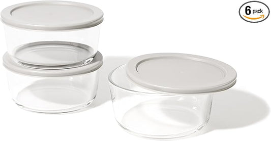 DURA LIVING 6-Piece Glass Food Storage Containers Set (3 Containers + 3 BPA-Free Lids) | 4-Cup, Leakproof | Microwave, Freezer, Oven & Dishwasher Safe | Ideal for Meal Prep & Pantry Organization