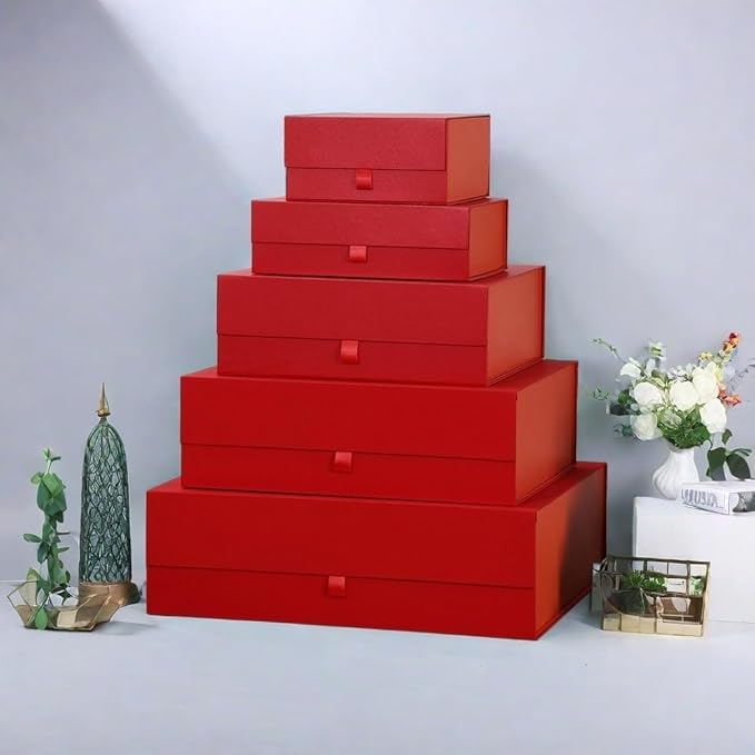 Extra Large Red Gift Box 3 Pack 19x16x6 Inches,Gift Boxs for Presents with Lid Magnetic Closure Collapsible,Bridesmaid Proposal Box,Birthday, Christmas,for Clothes and Large Gifts