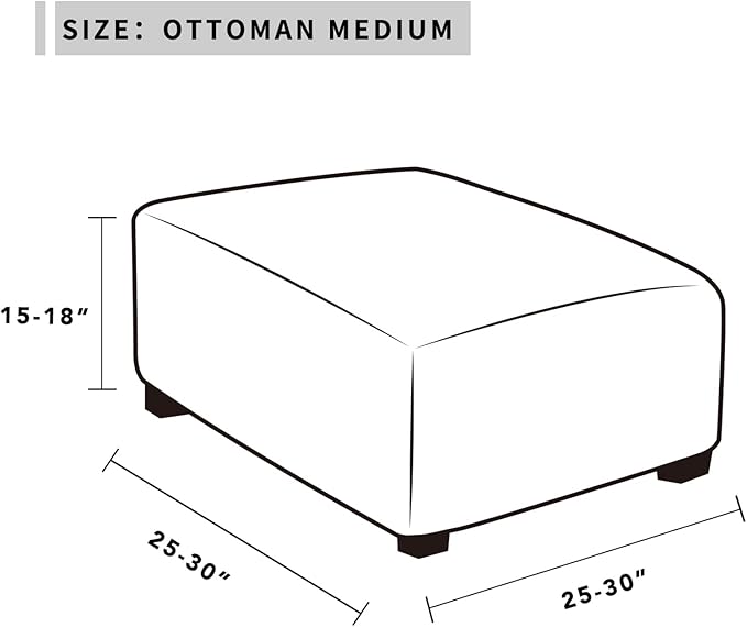 Easy-Going Stretch Square Ottoman Cover Folding Storage Stool Furniture Protector Soft slipcover with Elastic Bottom (30x30x15inch, Christmas Red)