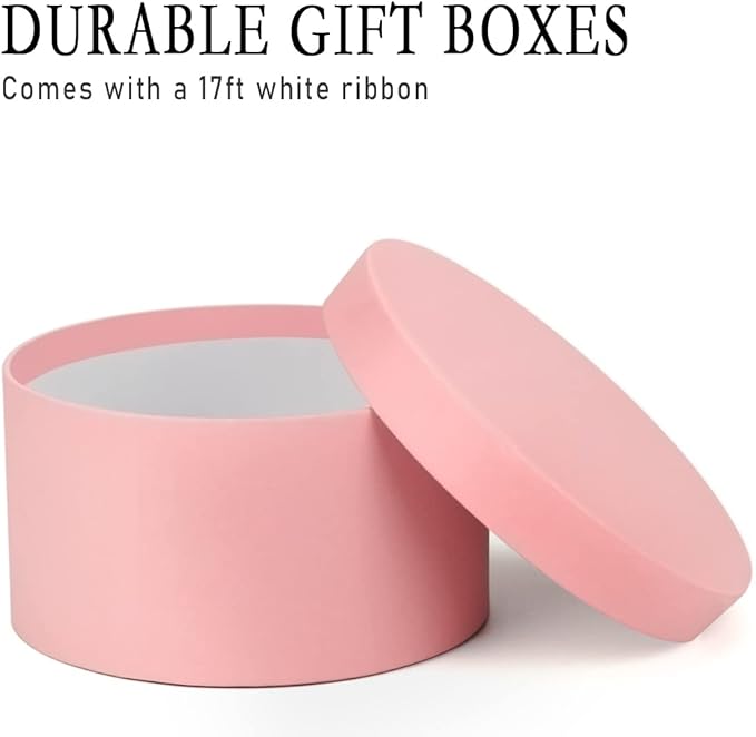 Luxury Nesting Gift Boxes - Pink with Lids, 4 Pack, Small, 17ft Ribbon for Bridesmaid, Valentines, Mother's Day, Graduation