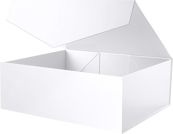 ROSEGLD Extra Large Gift Box 20x16x7.2 Inches, Giant White Magnetic Gift Box with lids for Presents, Bridesmaid Proposal Box (Glossy White)