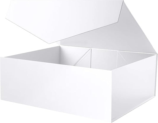 ROSEGLD Extra Large Gift Box 20x16x7.2 Inches, Giant White Magnetic Gift Box with lids for Presents, Bridesmaid Proposal Box (Glossy White)