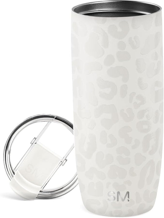 Simple Modern Travel Coffee Mug Tumbler with Flip Lid | Reusable Insulated Stainless Steel Cold Brew Iced Coffee Cup Thermos | Gifts for Women Men Him Her | Voyager Collection | 20oz | Cream Leopard